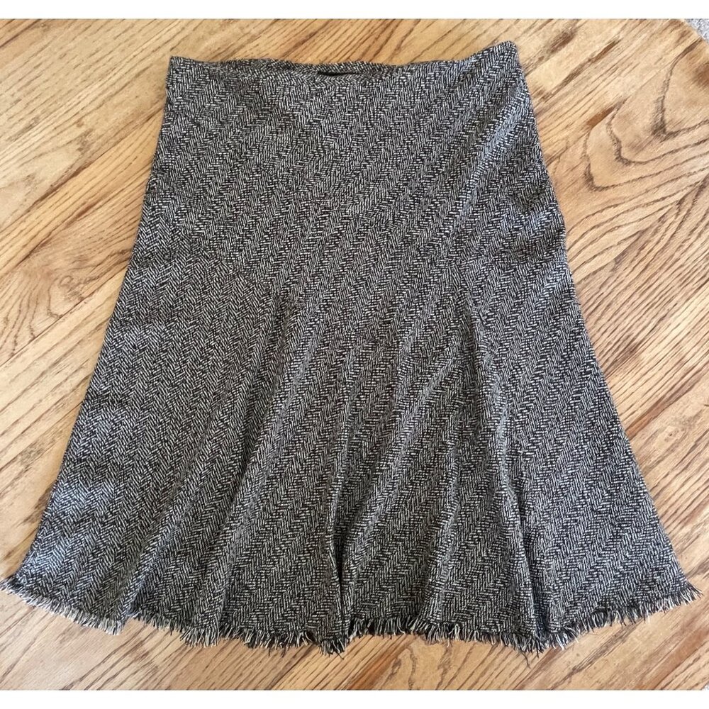 Goodclothes Tweed A-Line Skirt Womens 14 Brown Raw Hem